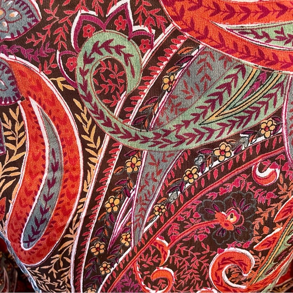 ALC Argyle Paisley Print 100% Rayon Bead Sequin V Neck Long Sleeve Blouse Small - Picture 11 of 14